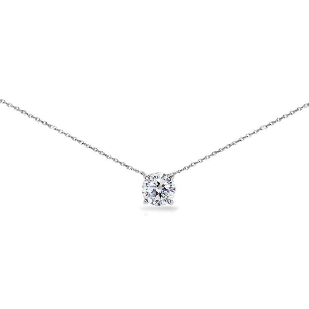 Sterling Silver Solitaire Choker Necklace set with European Crystals
